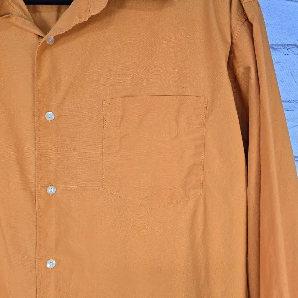 J. CREW ORANGE BUTTON DOWN LONG SLEEVE SHIRT MENS SIZE LARGE EUC